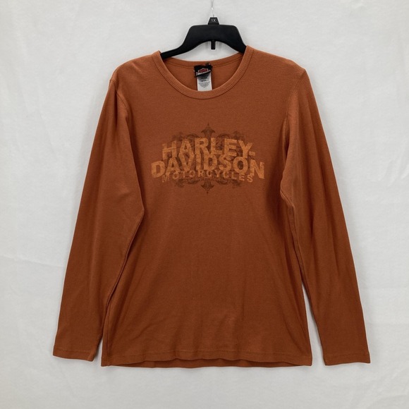 Harley-Davidson Other - Harley-Davidson Thermal Shirt Mens XL Brown Waffle Knit Long Sleeve Moto Skull